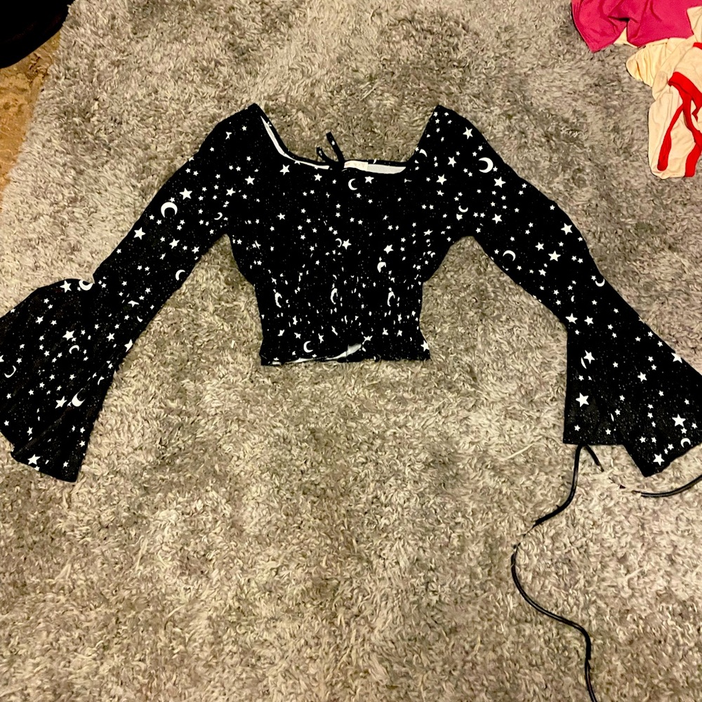 Black off shoulder galaxy
